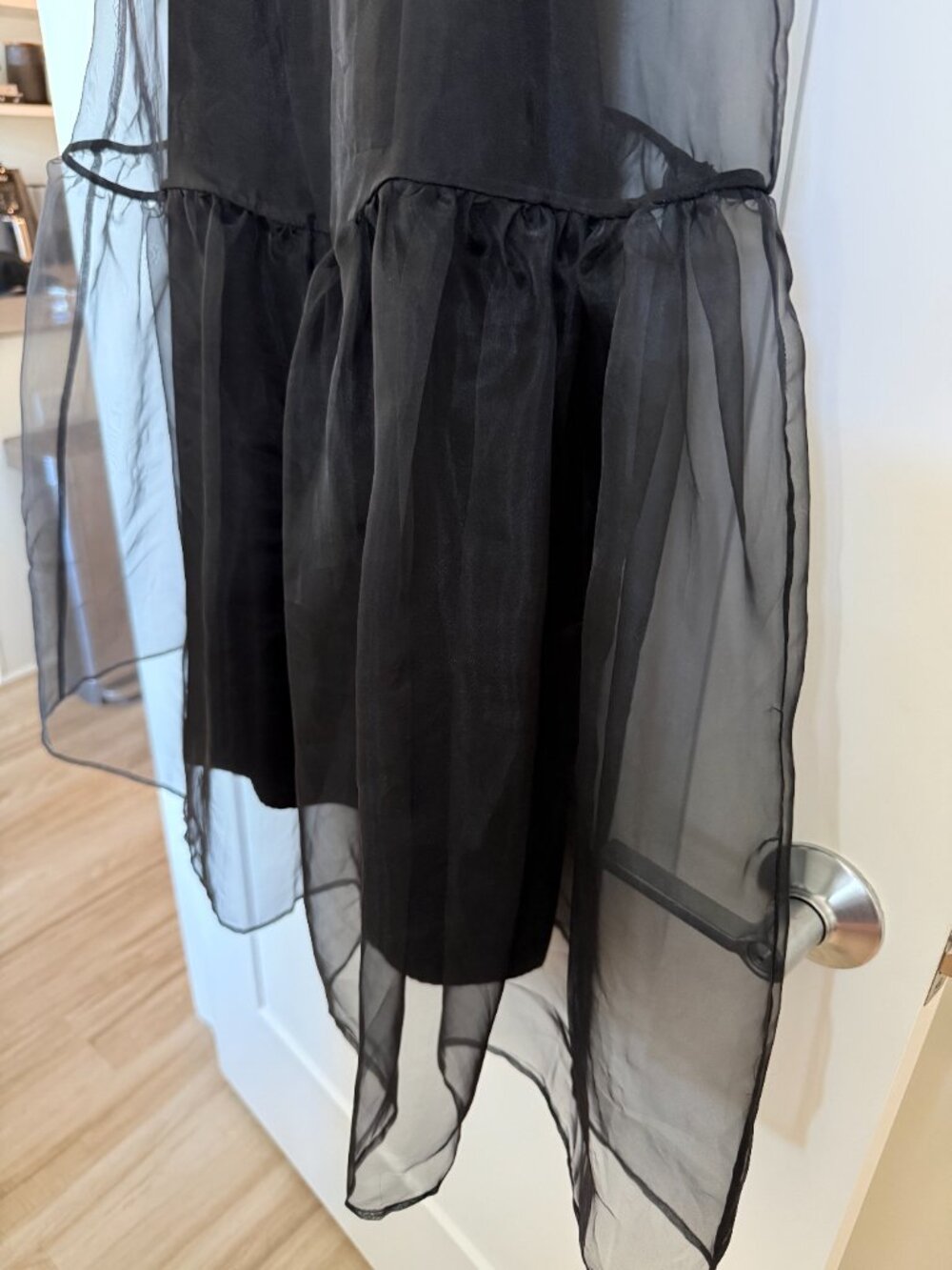 BHLDN Kendall Sleeveless High-Neck Organza Mini Dress / Black / XL - Picture 2 of 9